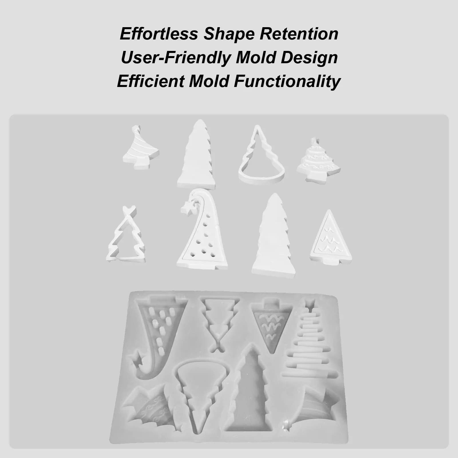 Christmas Tree Mold 8-Grid Silicone Heat Resistant Festive Crafts Tool Christmas Tree Candle Resin Molds For Festival Party Soap