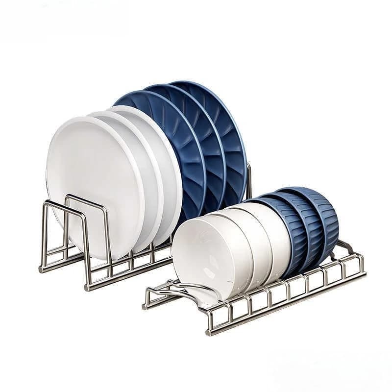 Stainless Steel 304 Single Layer Drain Rack Kitchen Storage Shelf Multi-Function Bowl Holder Home Use Dishware Organizer