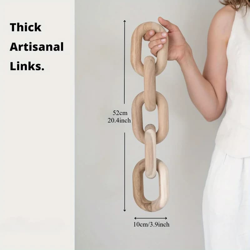 Scultura a catena in legno di acacia realizzata a mano - Boho Home Decor 20" da tavolo/arte da parete per soggiorno, camera da letto, ufficio