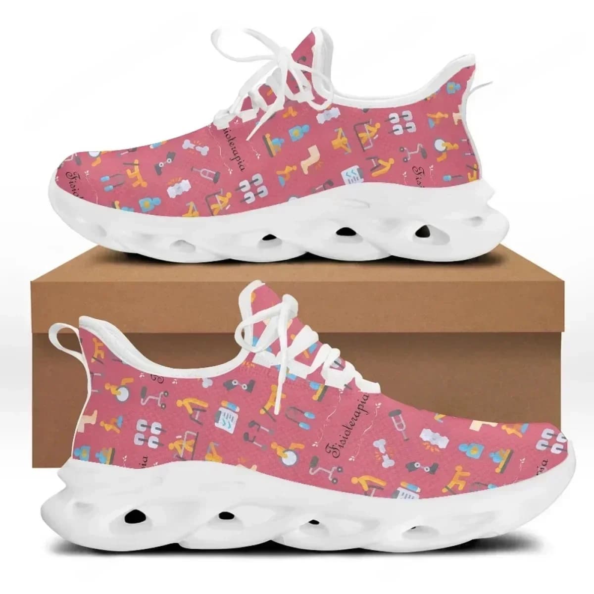 Scarpe da ginnastica in maglia con design a cartoni animati (infermiera/dottore) per uomo e donna, scarpe sportive morbide autunnali, sneakers traspiranti in mesh da donna firmate