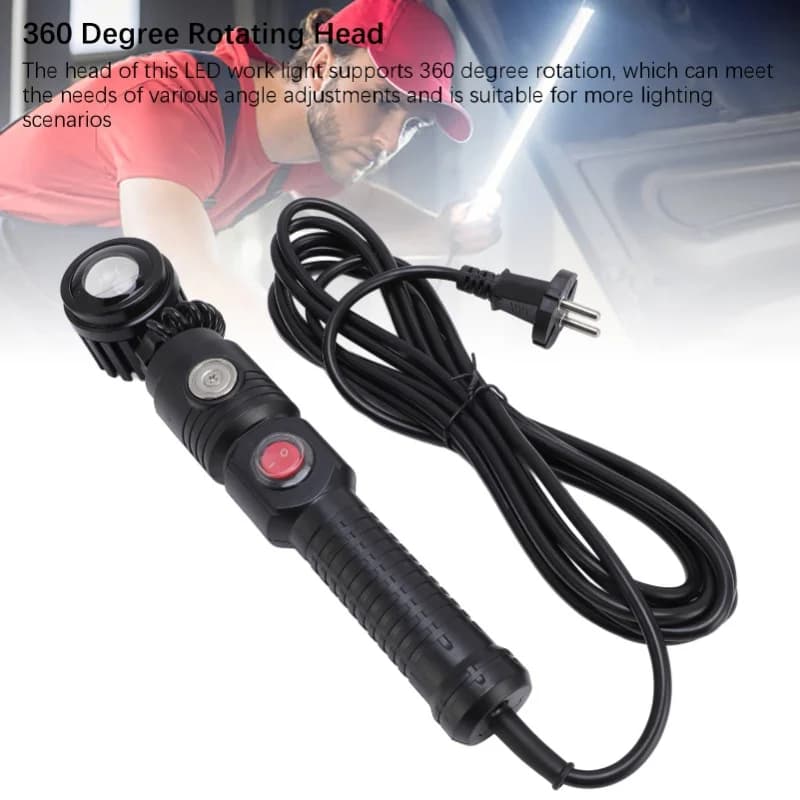 Plug In LED Work Light With 33FT Cable Magnetic Back 360 Degree Rotating Head Portable Lamp For Indoor Outdoor Use 60W US Plug