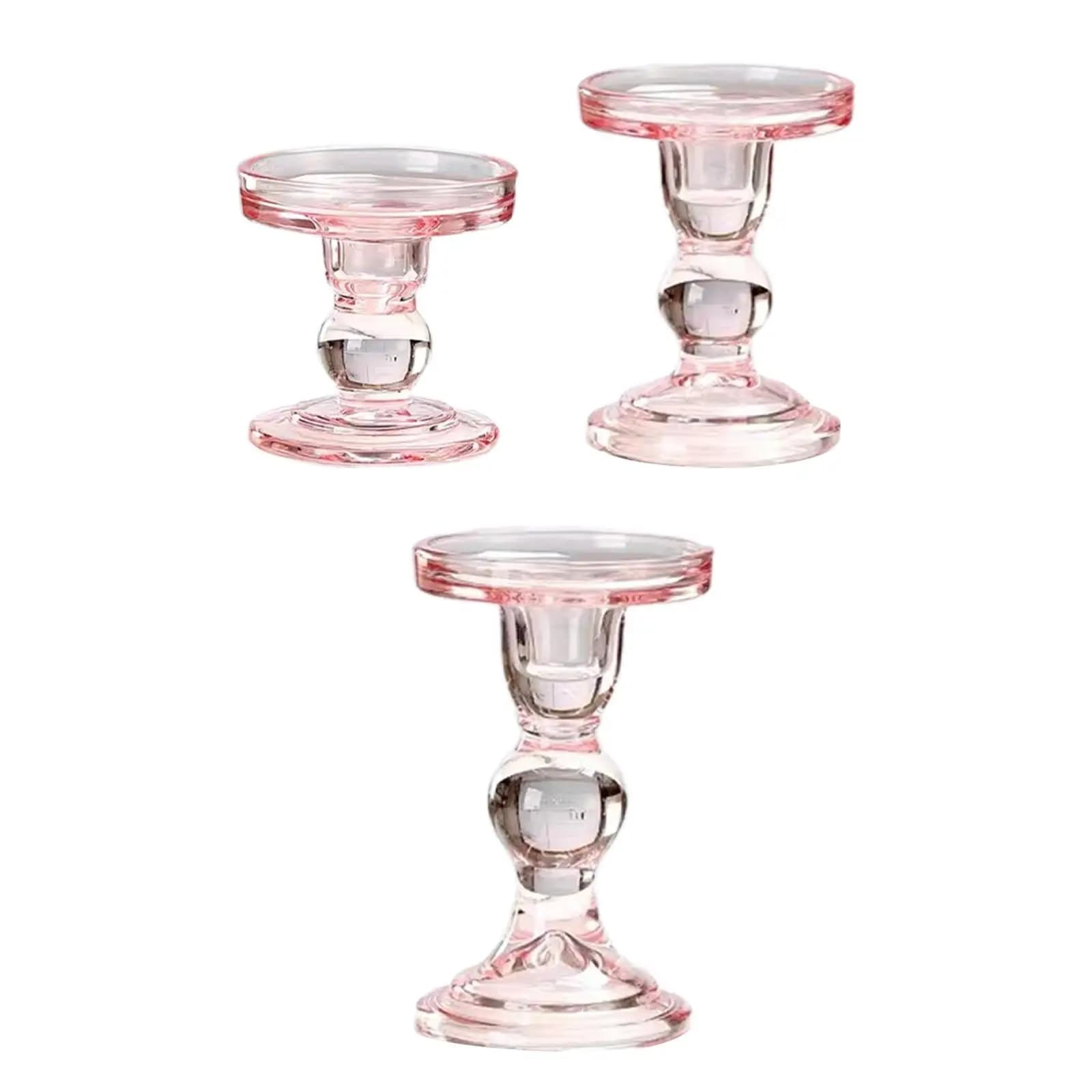 Candle Holder Pink Decorative Candle Stand for Dining Room Festival Dinning