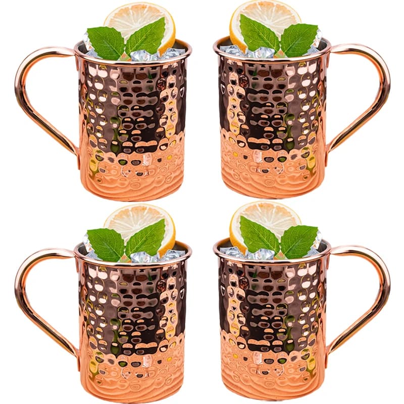 4 tazze da mulo di Mosca in rame martellato - Set di tazze da cocktail in acciaio inossidabile da 400 ml per feste, bar, regali e bicchieri per la casa