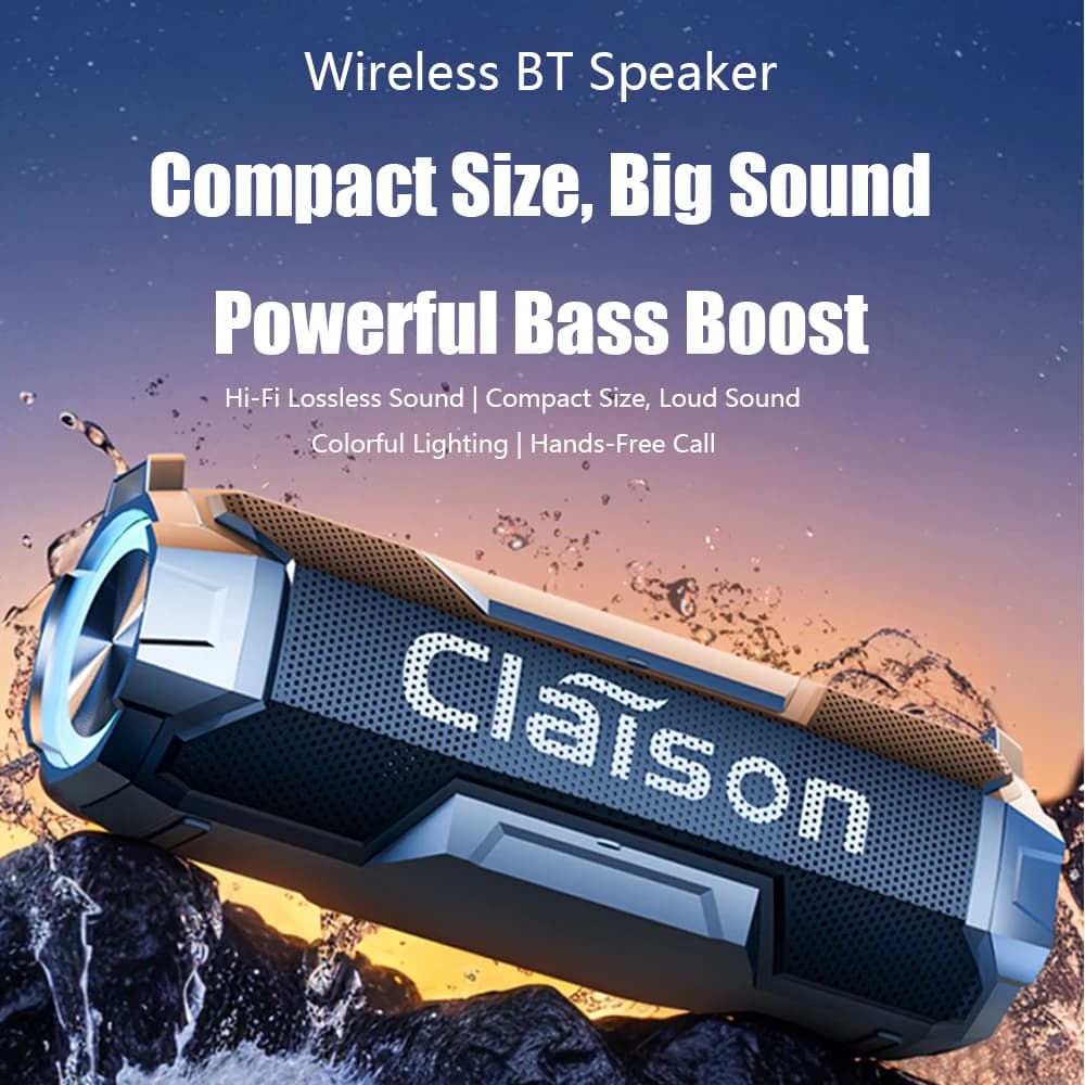 Altoparlante CLAISON Bluetooth 5.3 | Altoparlante esterno portatile Hi-Fi Deep Bass impermeabile e batteria lunga