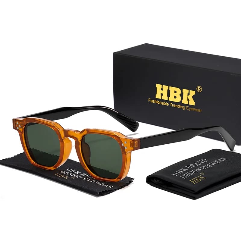 HBK New Men Retro Sunglasses Brand Design Cool UV400 Eyeglasses Fashion Simple Polygon Eyeglasses Travel Driving