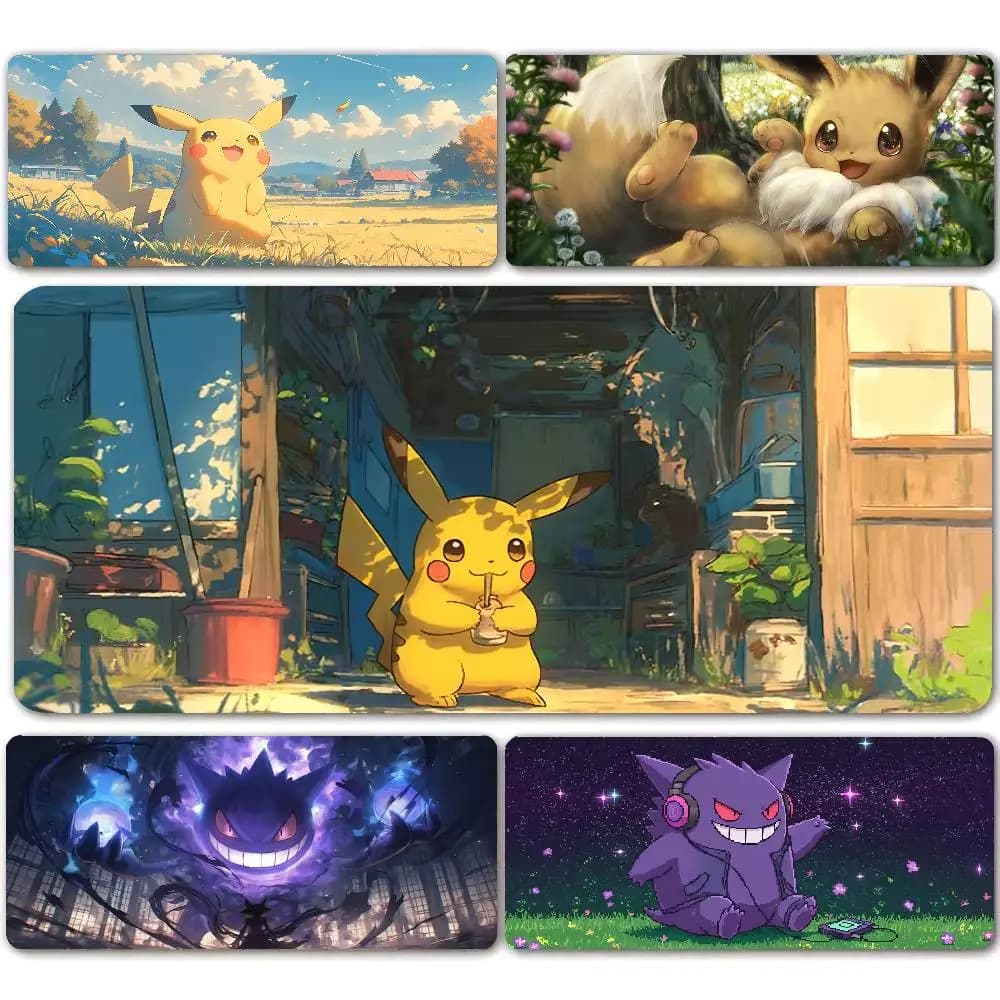 Pokemon Vaporeon Gaming Mouse Pad Large Desk Mat 2MM Stitched Edge Keyboard Pad Non Slip Rubber Base Office Table Mat