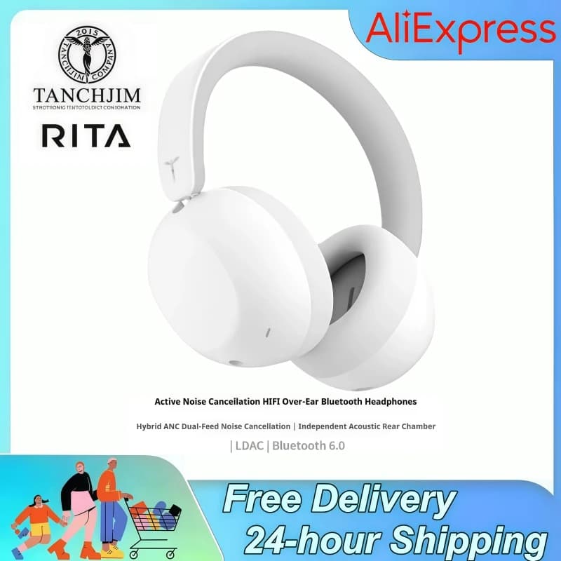 TANCHJIM RITA 40mm DMT5 Cuffie Wireless HIFI LDAC Bluetooth 6.0 + Connessione 3.5mm Microfono per Gaming Suono Dinamico Attivo