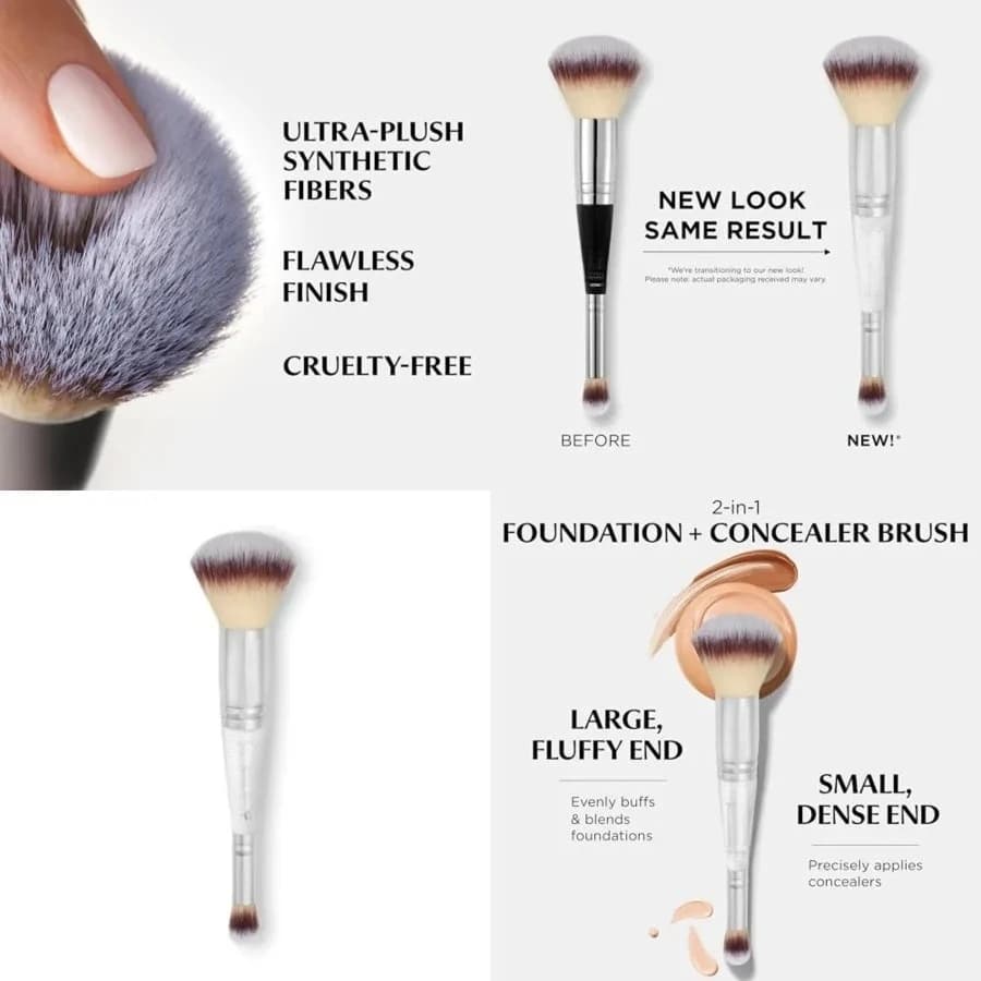 Heavenly Luxe Complexion Perfection Brush 7 - Pennello per trucco premium a doppia punta per fondotinta, correttore e contouring, ultra-morbido sintetico