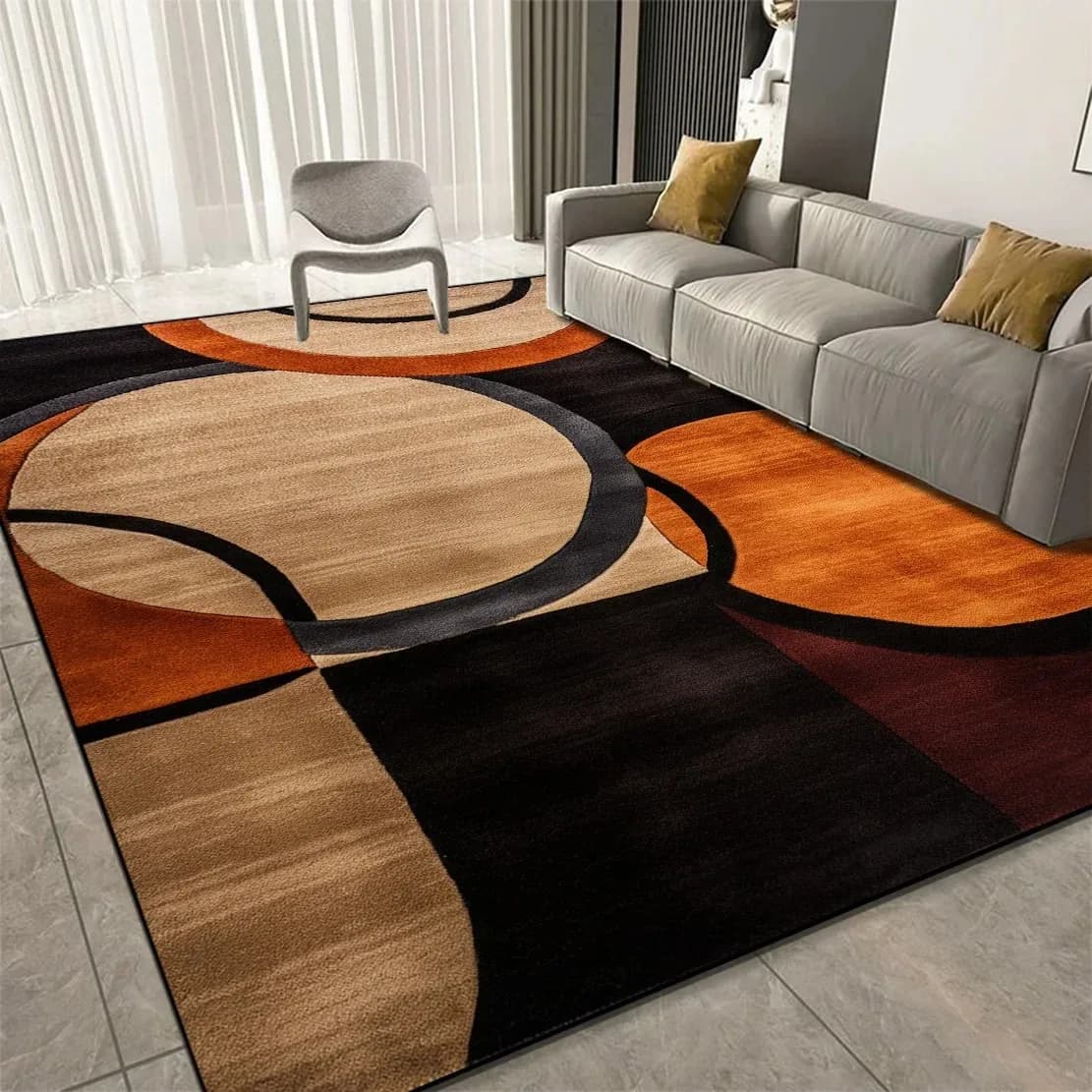 Tappeto Geometrico Grande per Soggiorno, Decorazione Divano, Tappeti per Camera da Letto, Morbido Tappetino Antiscivolo per Bambini