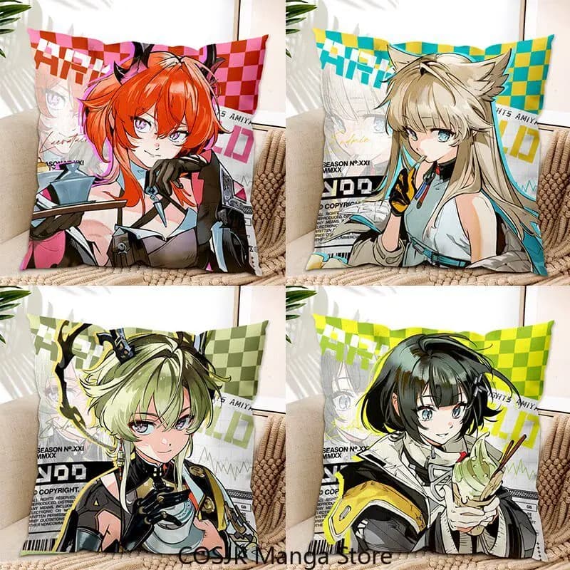 Anime Arknights: Cuscino in peluche stampato su entrambi i lati in collaborazione con Endfield Cafe, cuscino Laevatain Perlica con inserto per cuscino