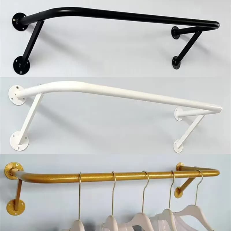 Stendibiancheria da Interno in Acciaio Inossidabile, Appendiabiti Fisso a Parete, Design Semplice, Organizzatore per Bagno