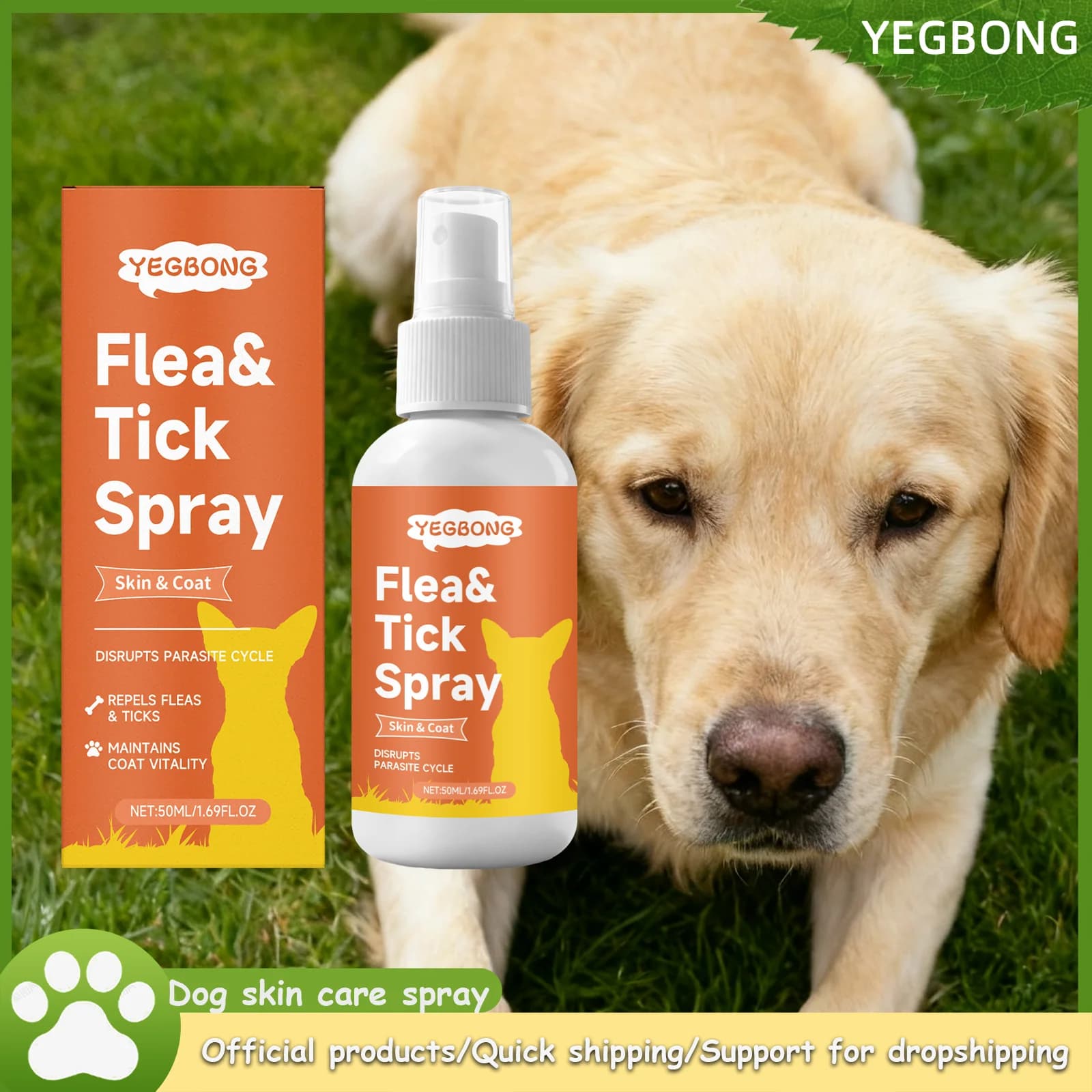 Spray per la cura della pelle del cane per interni ed esterni di Yegbong - Protezione delicata per la pulizia di tutte le razze di cani, cura quotidiana della pelle