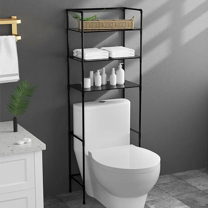 Bathroom Multi-layer Storage Rack Toilet Paper Holder Floor-standing Clothes Drying Rack Partition Shelf Organizer