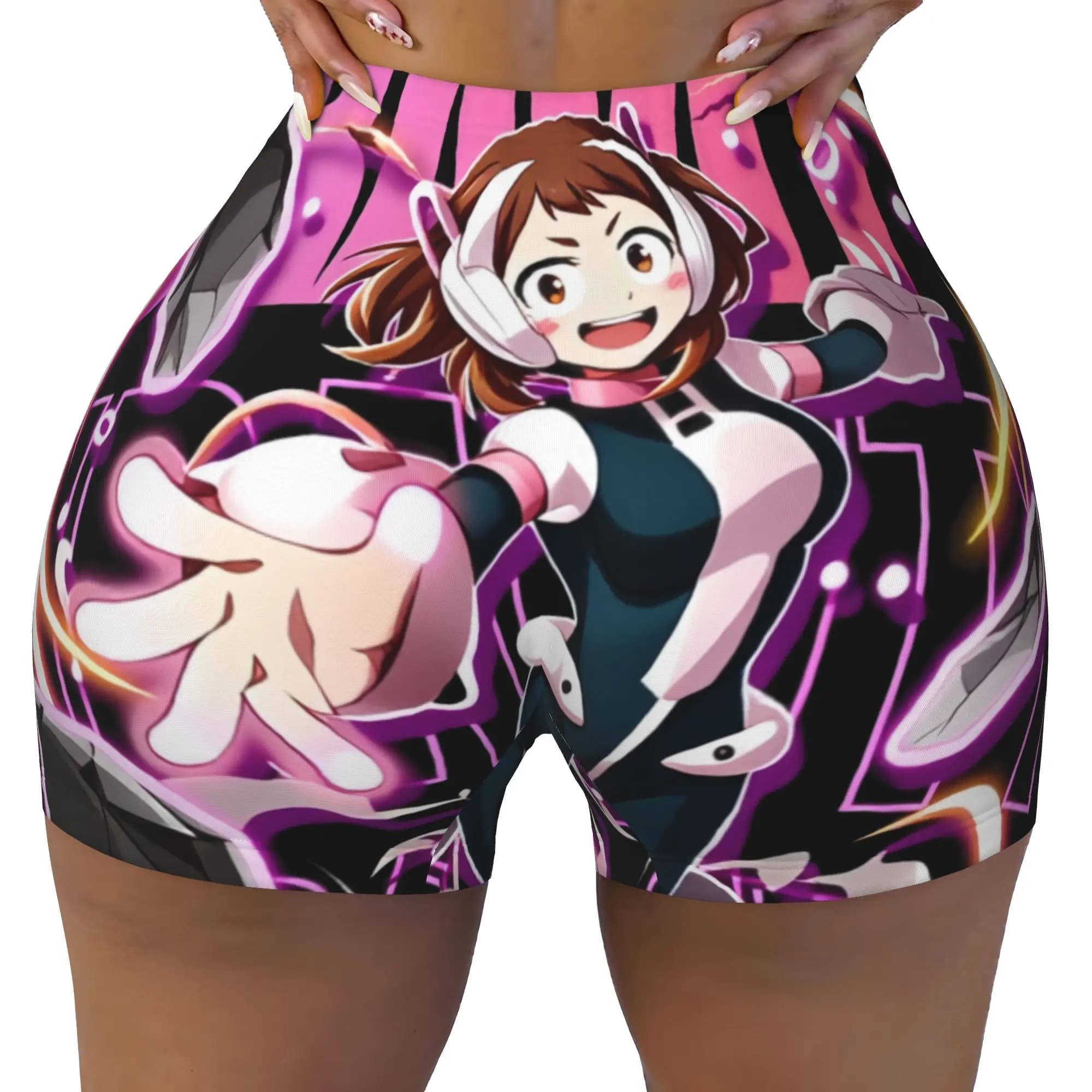 Women's Ochaco UrarakaMy Hero Academias Workout Yoga Shorts Anime Manga Gym Athletic Volleyball Biker Shorts