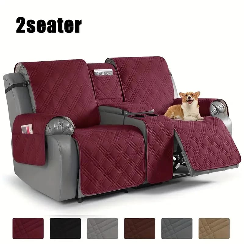 Cover for 2 Posts Reclining Sofa with Side Pocket, Elastic, Anti-wear, Anti-slip, for Domestic and Children