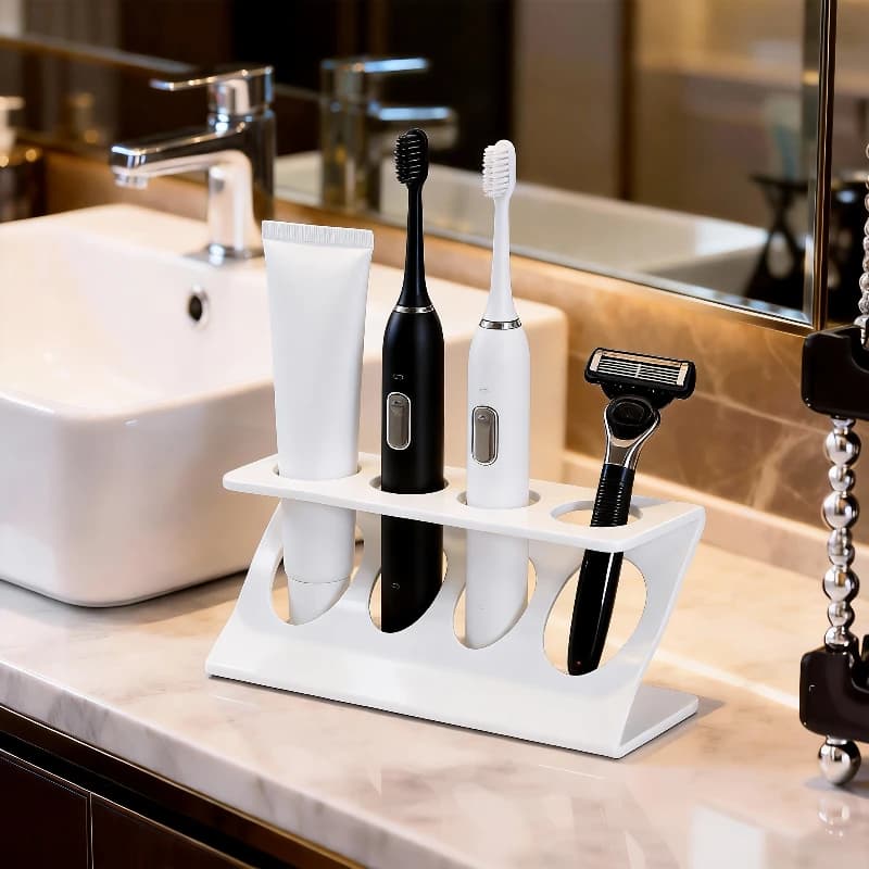 Z-Shaped Toothbrush Holder Rack, Multi-Functional Drip-Proof Bathroom Organizer, Countertop Storage for Bathroom & Kitchen