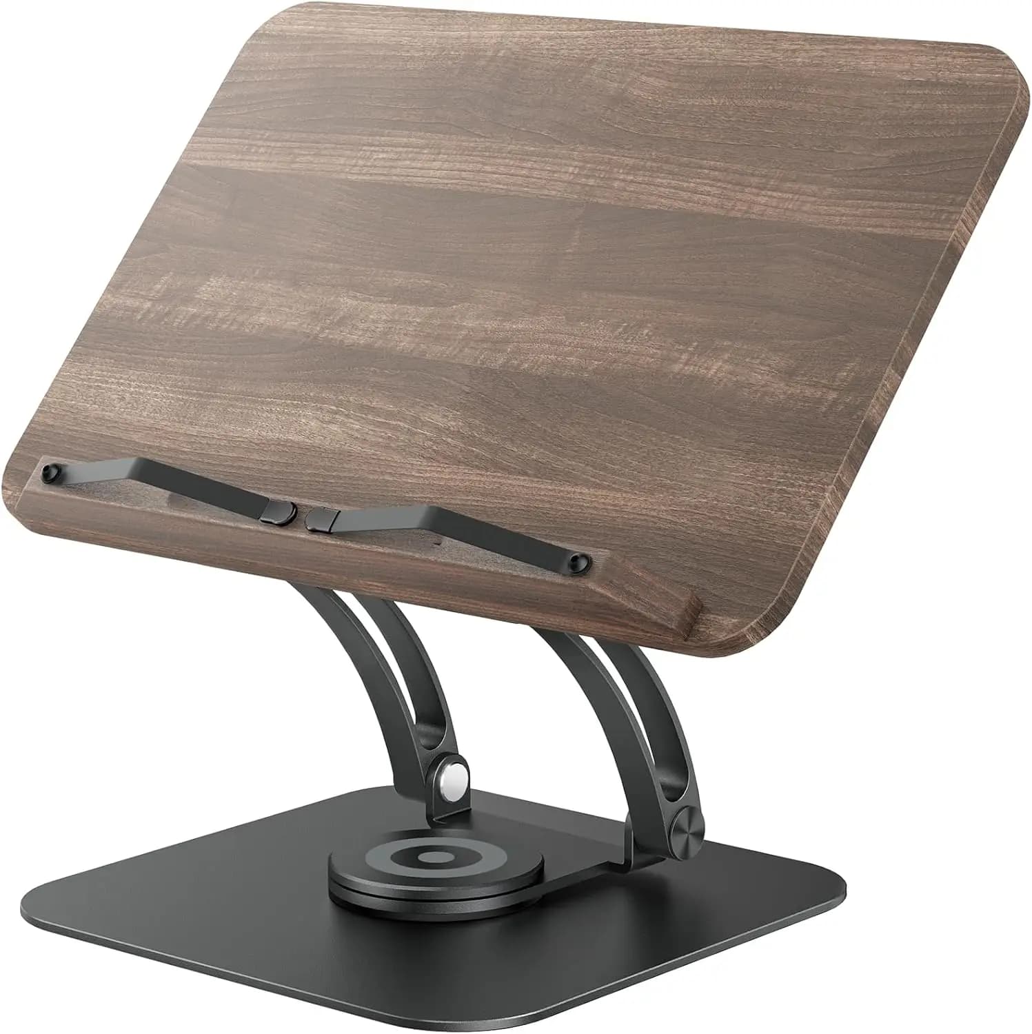 Supporto per Libri Regolabile con Rotazione a 360 Gradi ° Base Girevole, Supporto Pieghevole per Lettura, Cucina, Tablet e Laptop - Nero