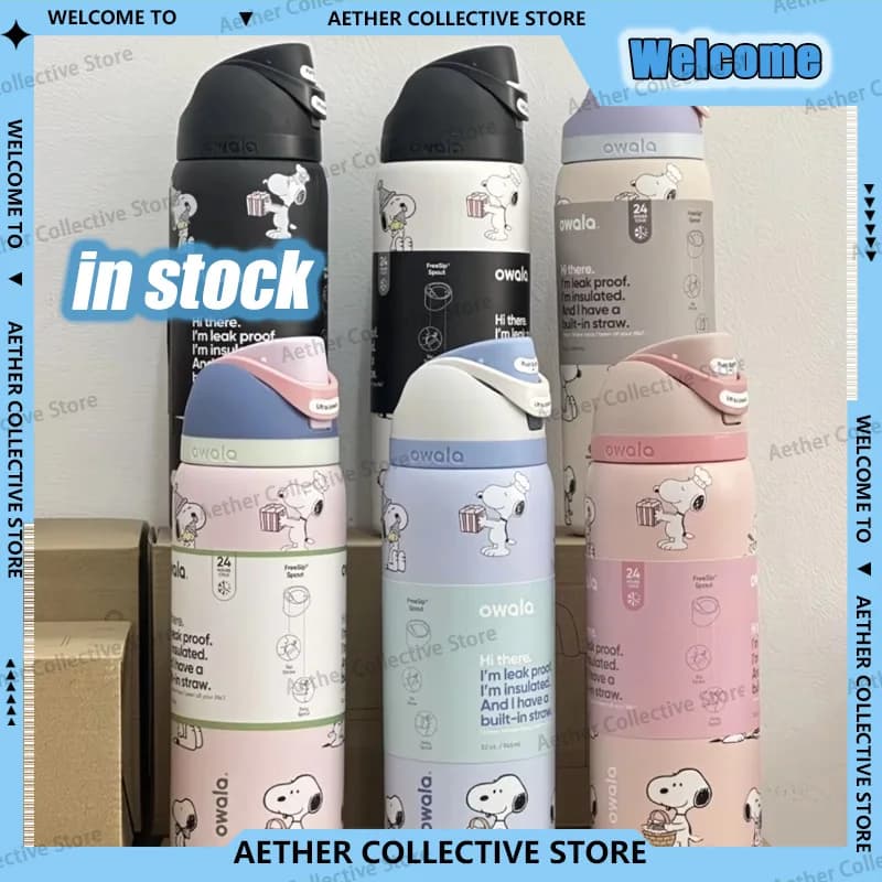 710ml Snopy Style Insulated Cup 304 Stainless Steel Handheld Sports Water Bottle With Straw Lovely Everyday Drinking Present