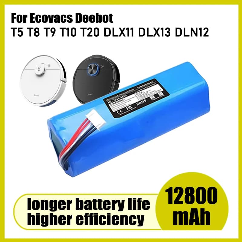 For Ecovacs Deebot Ozmo T5 T8 T9 T10 T20 DLX11 DLX13 DLN12 X1 X1oni X1 Robot Vacuum Cleaner Battery, 14.4V 12800mAh