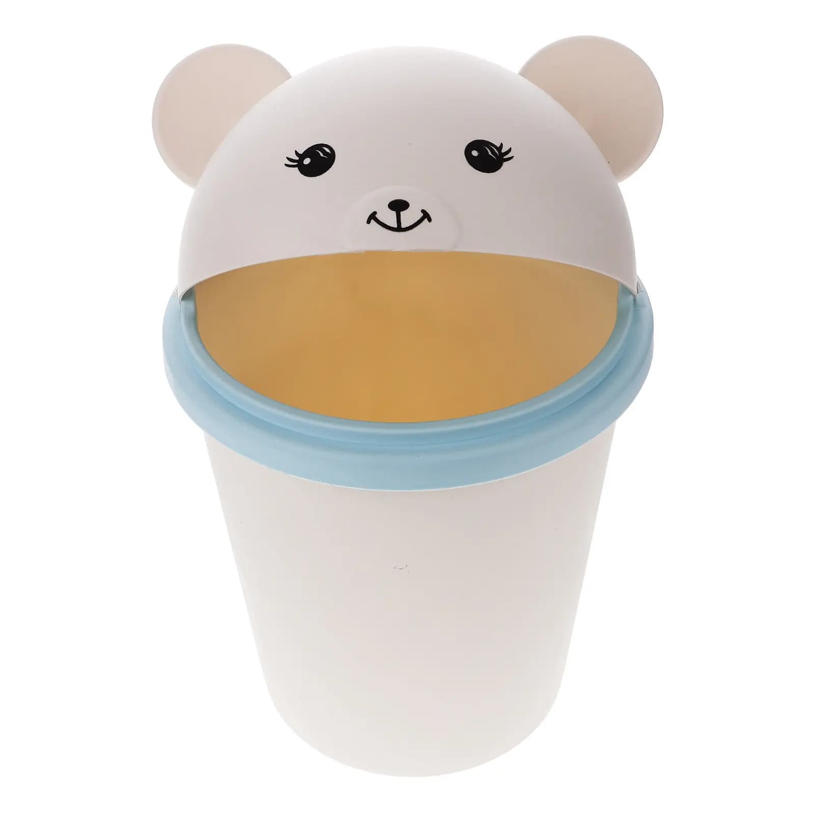 Adorabile Mini Cestino da Scrivania a Forma di Cartone Animato con Coperchio per Ufficio, Casa, Tavolo da Pranzo, Contenitore Compatto in Plastica per Rifiuti con Controllo degli Odori