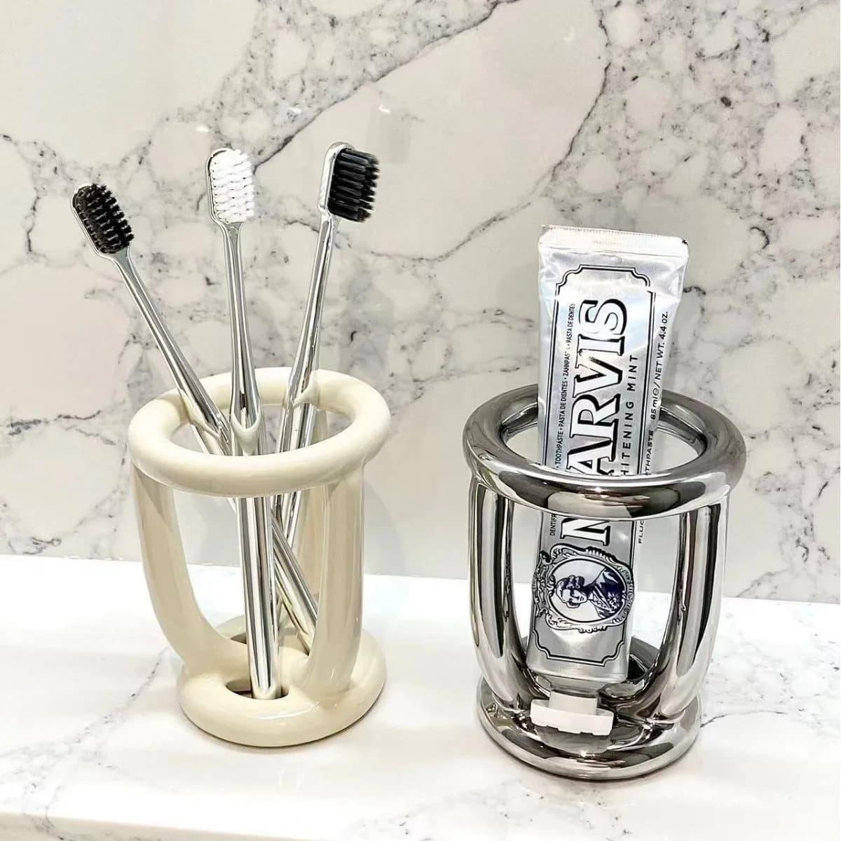 Portaspazzolino in Ceramica Stile Nordico, Porta Dentifricio, Accessori per il Bagno, Portaoggetti da Scrivania, Decorazioni per il Bagno