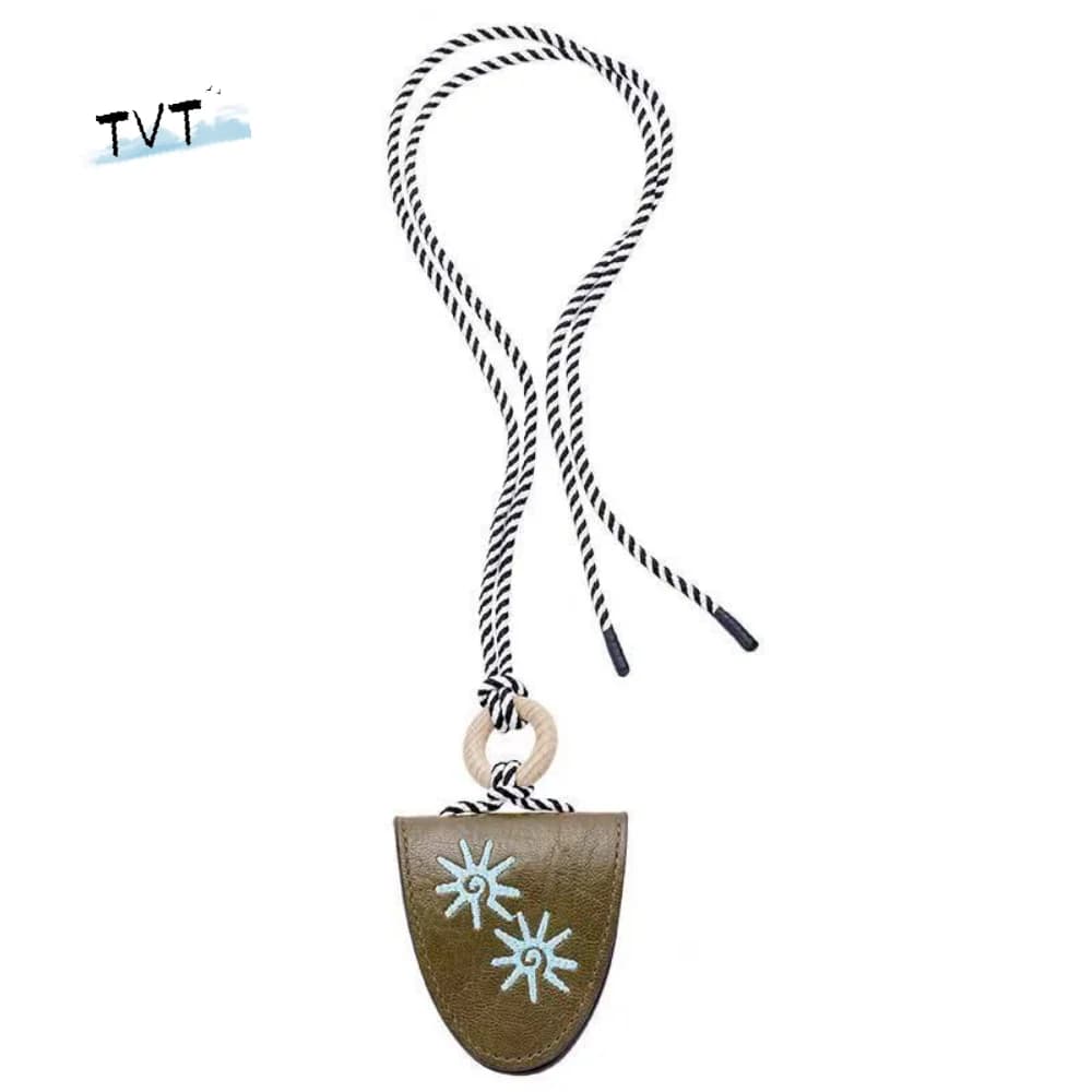 Clip Magnetico Antifurto in Pelle PU per Occhiali, Stile Vacanza, con Ricamo Girasole, Cordino per Occhiali da Sole, Organizzatore Gadget