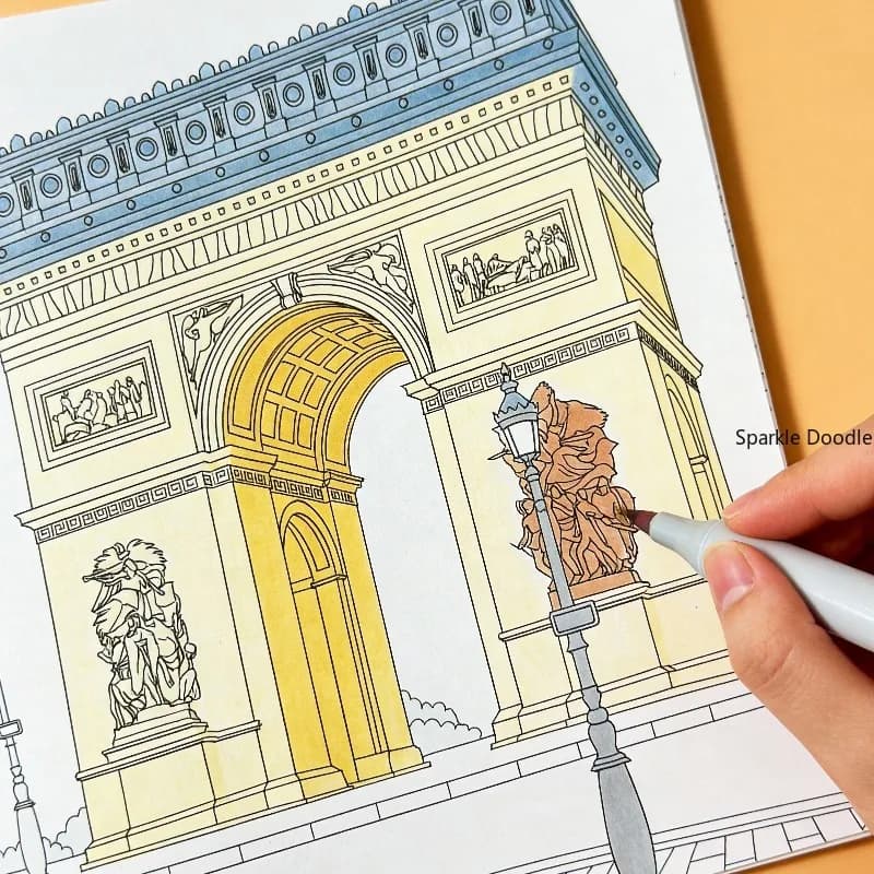 A High-definition Line Draft Coloring Book, European Landscape Pattern Graffiti Book, Stress Relief Hand Drawn Drawing Book