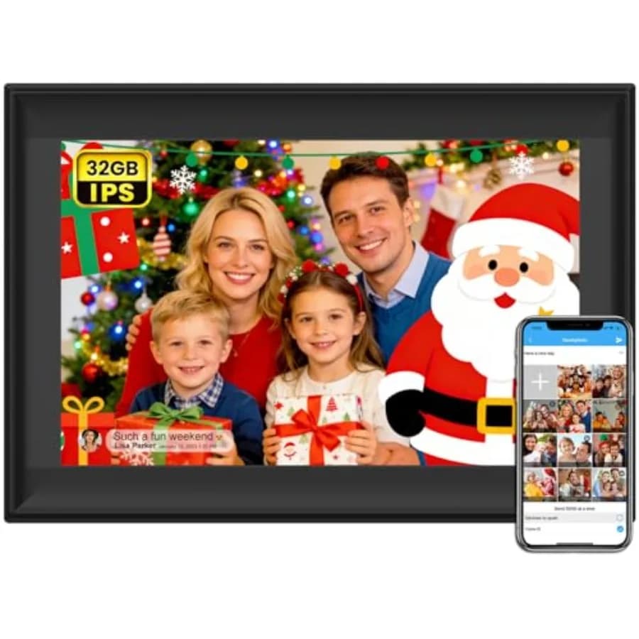 Cornice Digitale WiFi SSAWiFiFRAME Cornice Fotografica Intelligente WiFi 1280 * 800 IPS Touchscreen Rotazione Automatica Memoria Integrata da 32GB 50 Foto