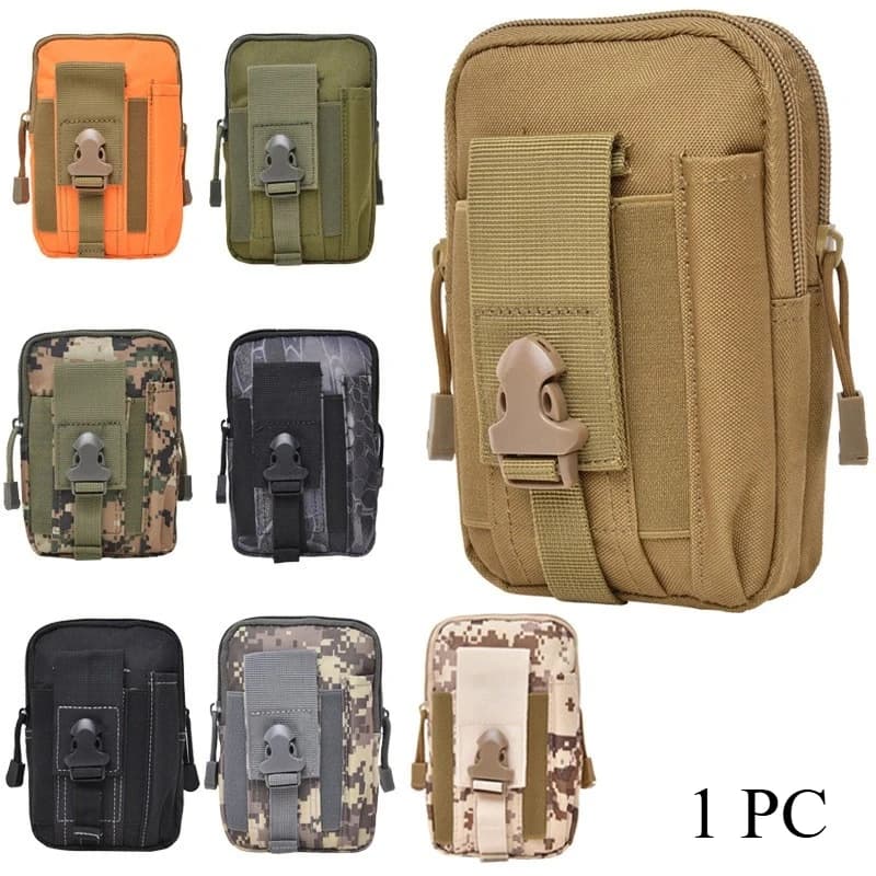 Men's Molle Belt Bag, Small Pocket Survival Tool for Running, Travel, Camping, Hunting, Airsoft