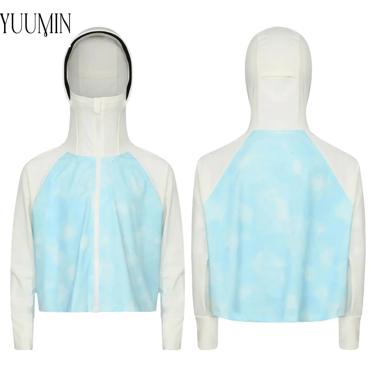 Bambini Ragazze Ragazzi Abbigliamento protettivo solare Maniche lunghe Giacca tie-dye con cappuccio a tesa larga Capispalla per vacanze all'aperto Viaggi Spiaggia
