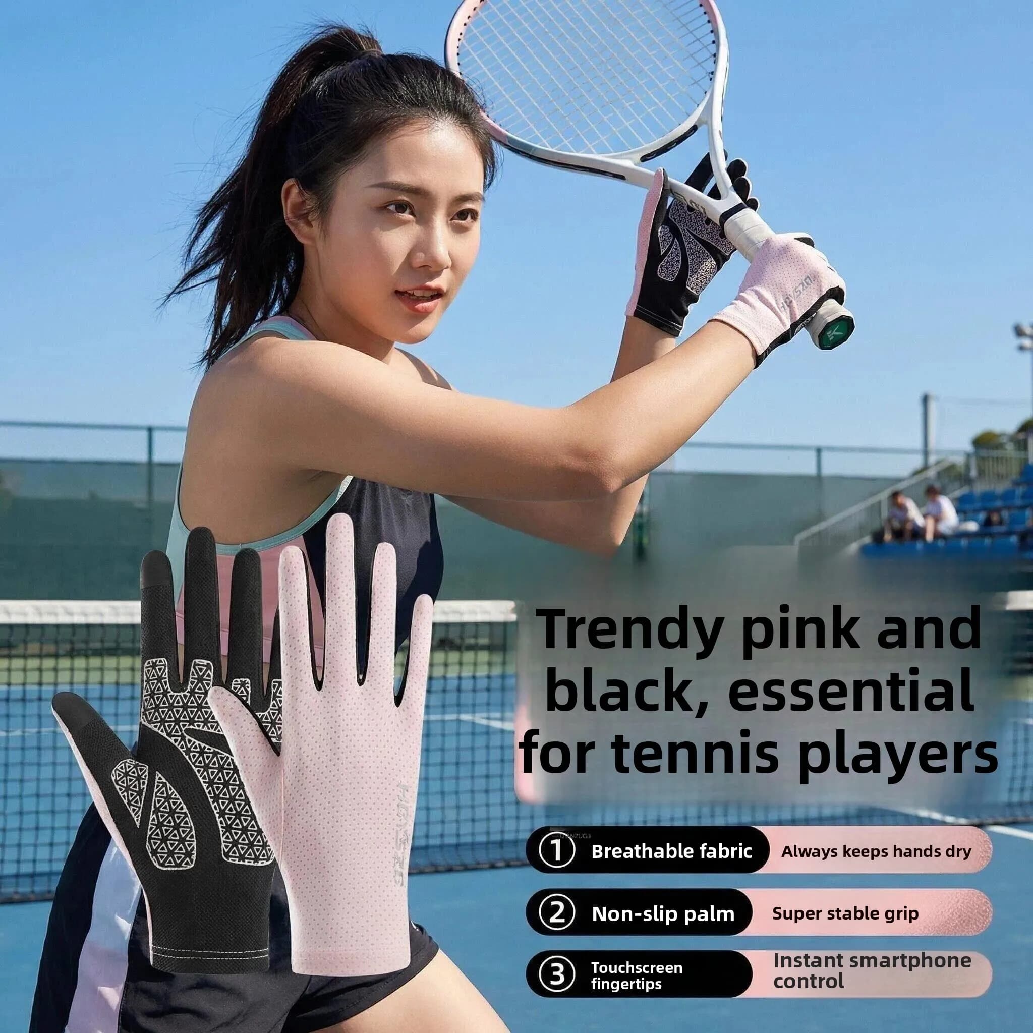 Guanti da Badminton e Tennis, Protezione per le Mani a Mezzo Dito, Antiscivolo, Resistenti all'Usura, per Fitness ed Esercizi