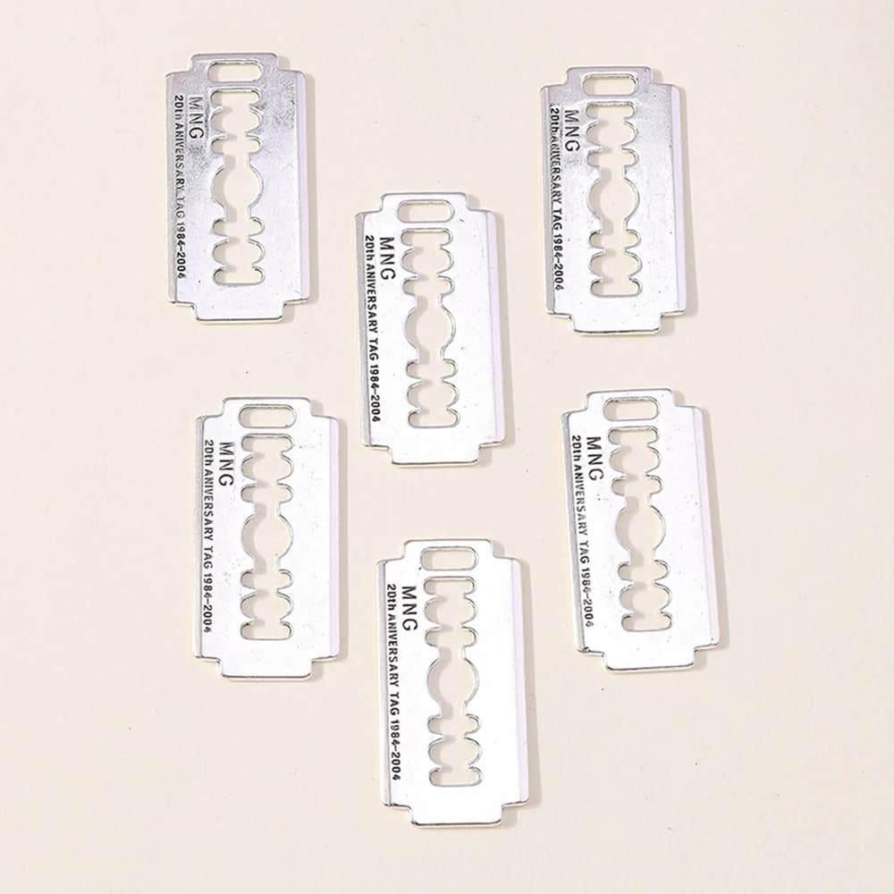 10pcs 15*37mm Fashion Silver Color Big Razor Blade Charms Pendants for Jewelry Making Personality Necklaces Earrings Accessories