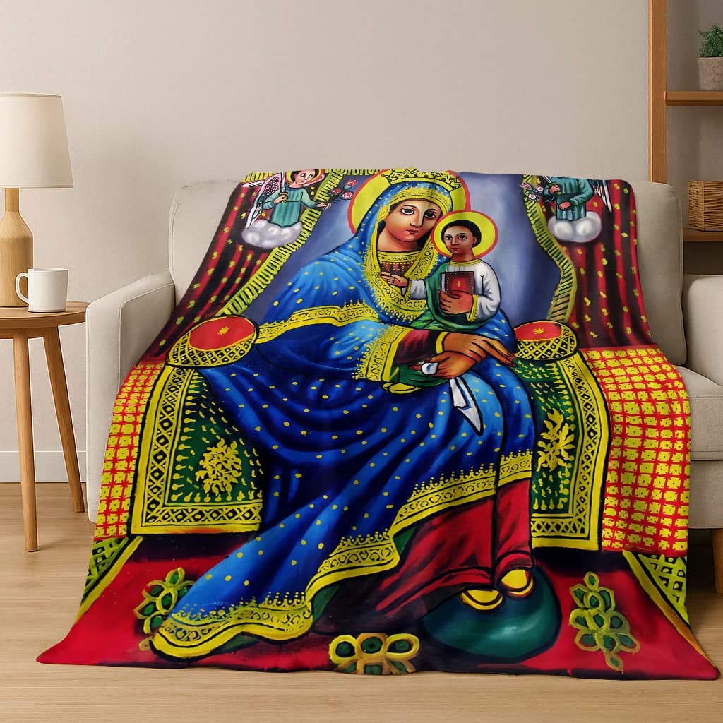 Coperta di flanella di nazionalità etiope africana Coperta morbida e calda per la casa, la camera da letto, l'ufficio, il viaggio, il campeggio, il picnic, il regalo per un amico