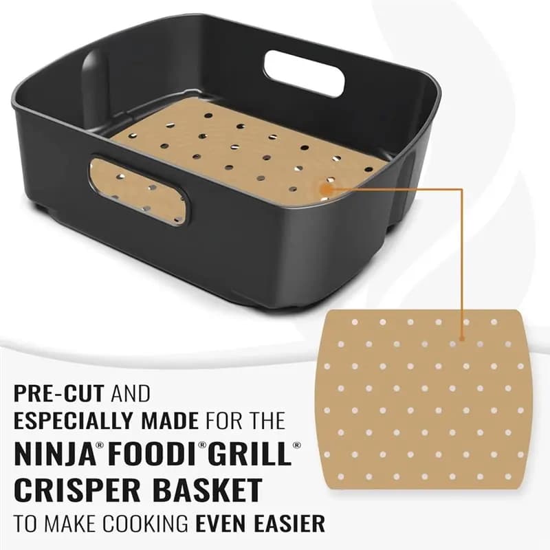 YANA35R Unbleached Parchment Paper Liner For Ninja Foodi Grill AG301-Heat-Resistant Air Fryer Accessories-100Pcs