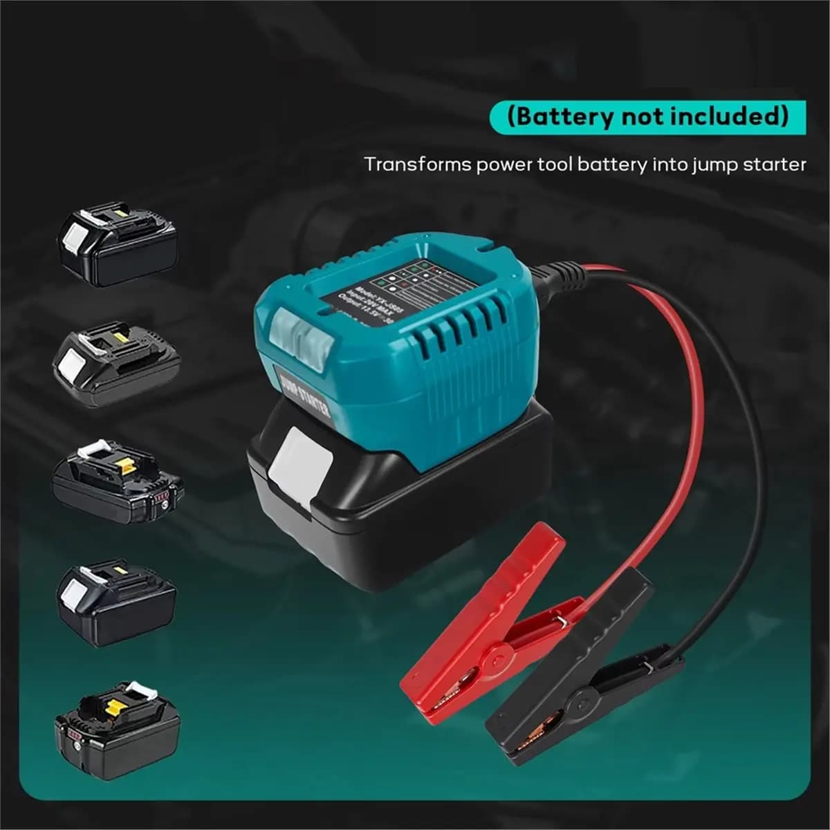 Affidabile - Adattatore per avviamento di emergenza per auto per Makita 18V Batteria al litio Booster Cavo per auto Alimentazione di emergenza con clip Accessori auto