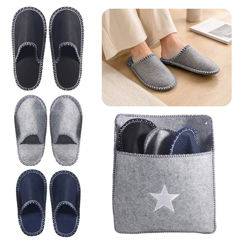 6Pairs Set Felt Slippers Unisex Solid Color Home Soft Closed Toe Stylish Warm Indoor Slippers Comfortable Home Travel Supply ZYF