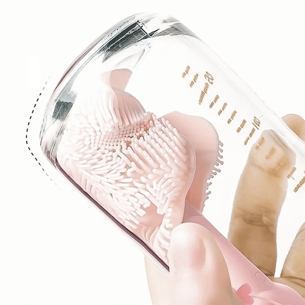 6pcs/set Multi-functional Milk Bottle Cleaning Brush Set Eyedropper Brush Drain Bracket Pacifier Straw Scrubber Silicone
