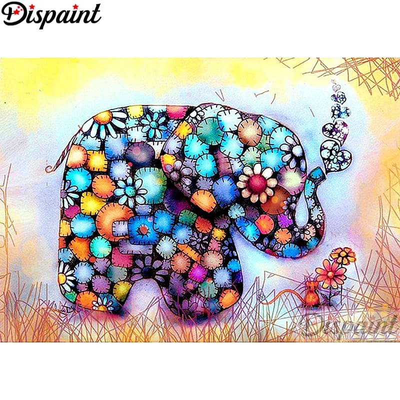 Dispaint Pieno Quadrato/Rotondo Trapano 5D Pittura Diamante FAI DA TE "Fiore elefante" 3D Ricamo Punto Croce Complementi Arredo Casa Regalo A11232