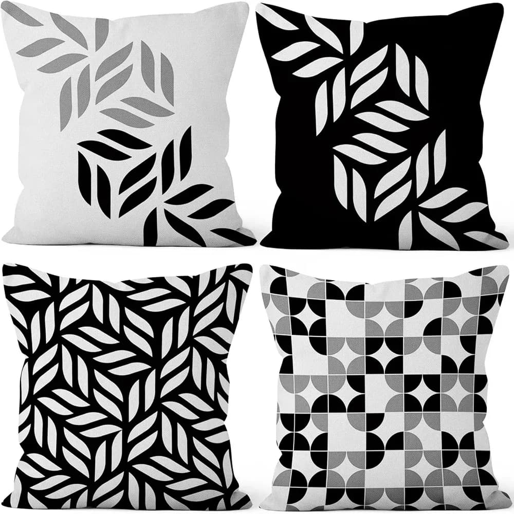 Modern Black And White Geometric Pillow Covers Pattern Cushion Cover Suitable For Sofa Bedroom Car Pillow Cover