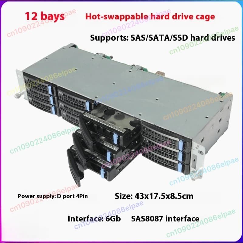 Cesto per dischi rigidi da 12 alloggiamenti da 3,5 pollici 6Gb, NAS CDN con spazio di archiviazione da 6Gb, hot-swappable SAS/SATA