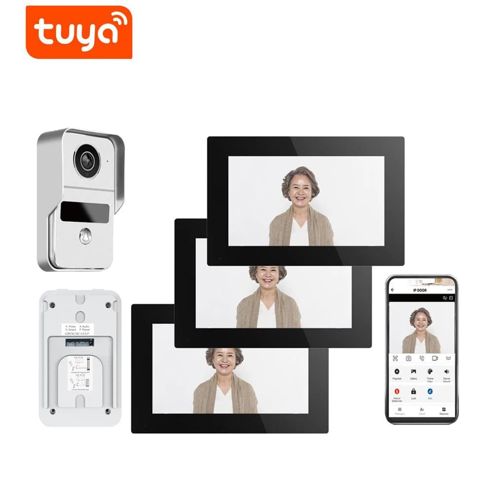 Tuya APP 2MP 1080P 7 pollici IPS Schermo Wired AHD Videocitofono WIFI Campanello Citofono visivo Spioncino Visualizzatore Porta Telecamera di Accesso