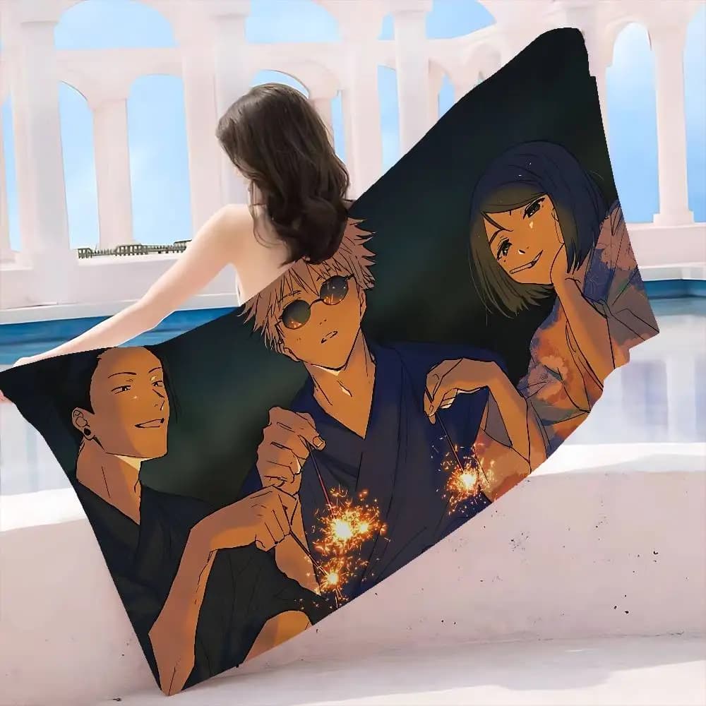 Asciugamano da Spiaggia Anime J-JujutsuS Kaisen, Morbido e Assorbente, Regalo per Bambini, per Viaggi, Campeggio, Palestra