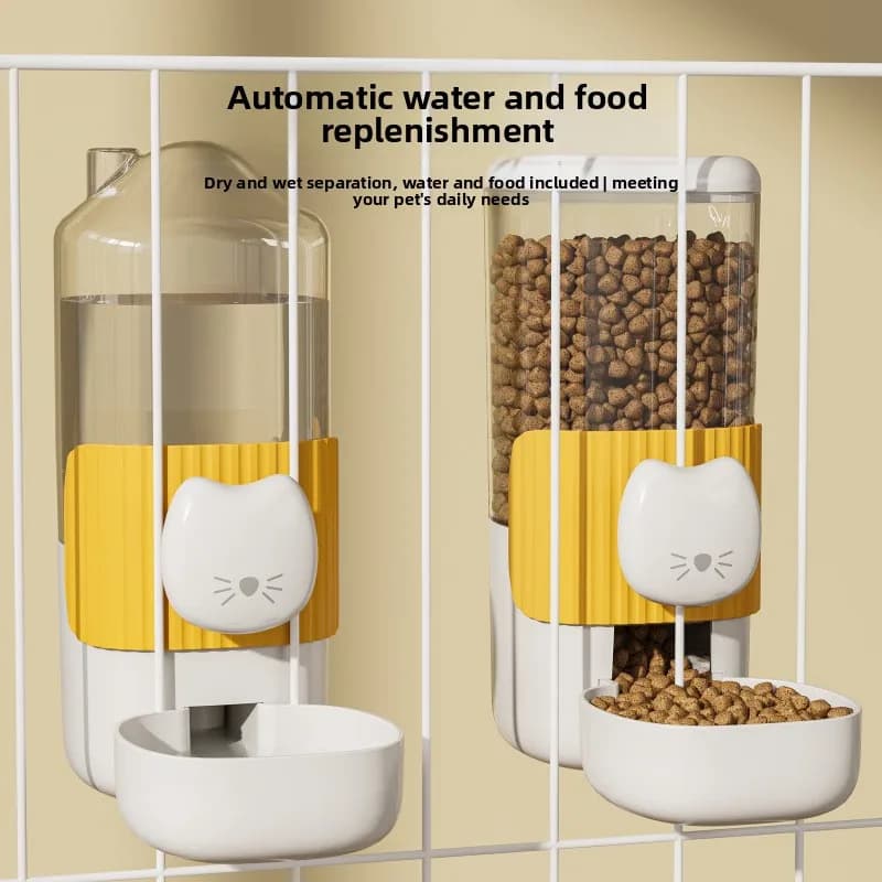 Pet Hanging Automatic Water and Food Feeder Set, Cage-mounted Food Dispenser, Large Capacity, Anti-spill Cat Bowl, Dog Bowl