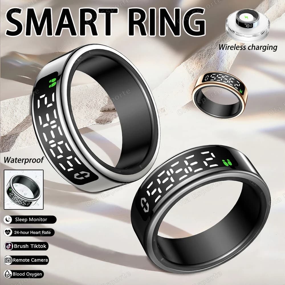 For Xiaomi Smart Ring Display Screen Touch Health Monitor Gesture Swipe Video/Brush Tiktok 5ATM Waterproof Smartring Men Women