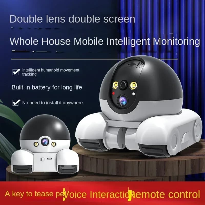 Telecamera per cani robot bianca Telecamera dome APP completa AI Rilevazione umanoide Baby monitor-Spina UE IP PTZ a colori