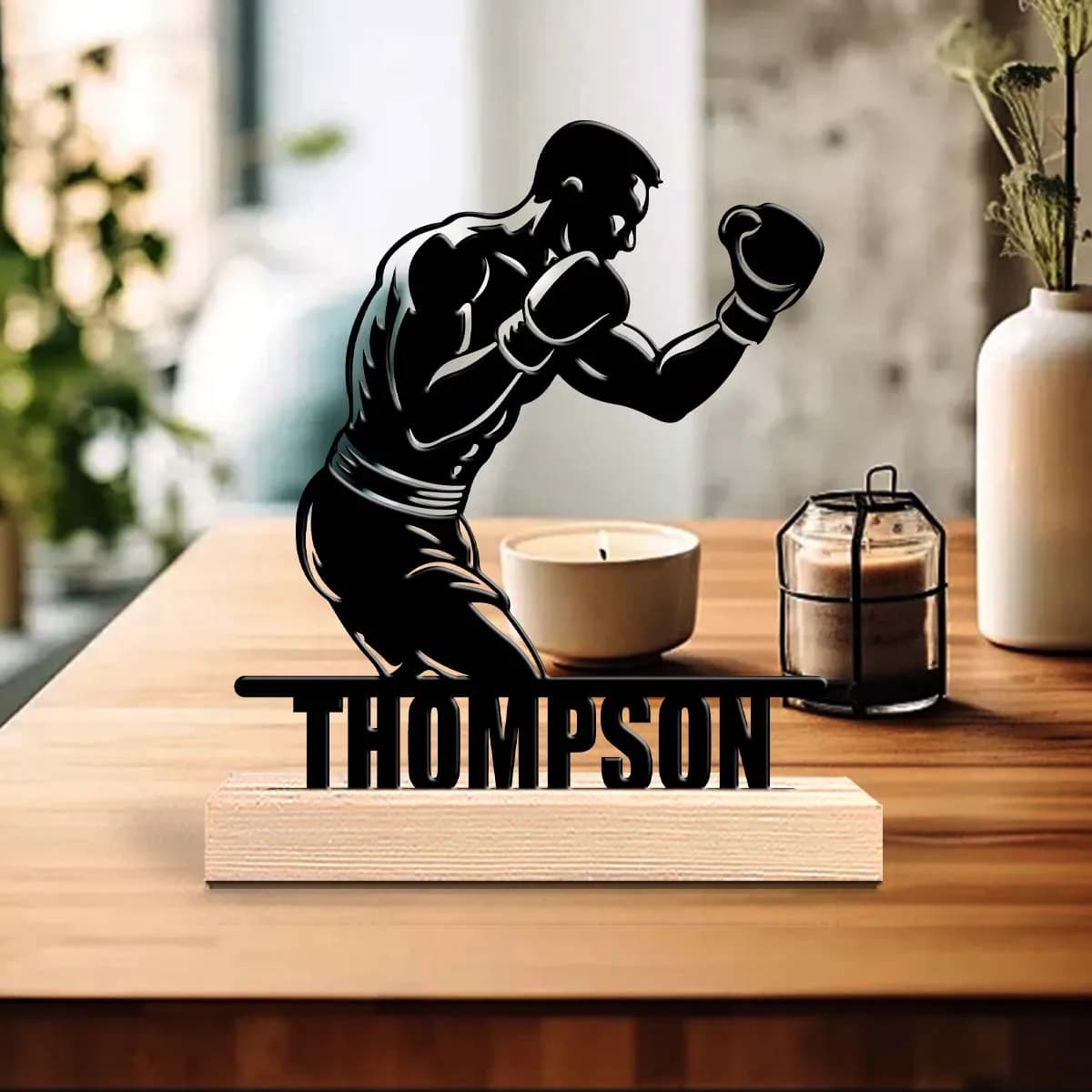 1pc Metal Ornaments with Customizable Names Custom Content With Wooden Base Desktop Decorations,Office Decorations