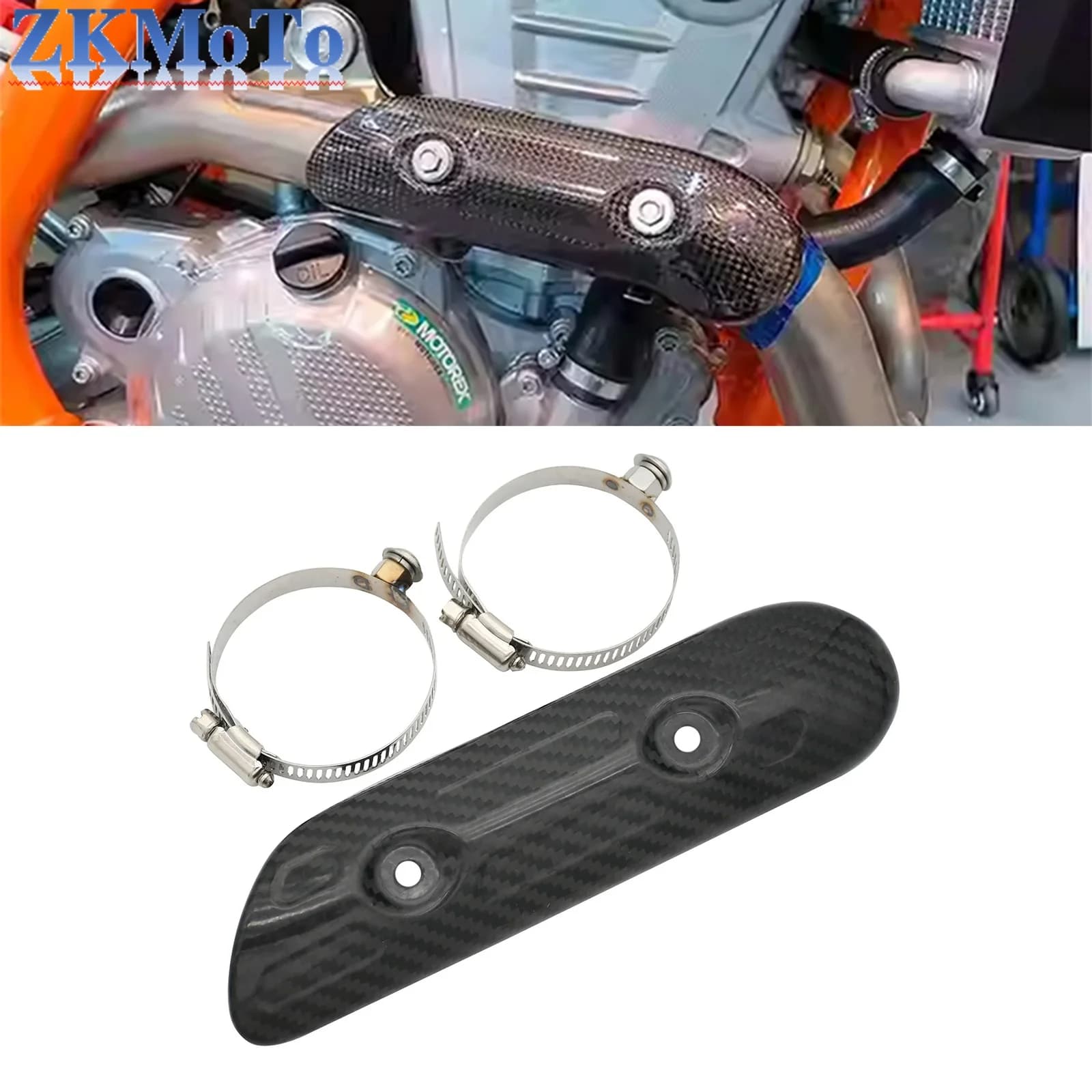 Moto In Fibra di Carbonio di Scarico Scudo Termico Della Protezione Della Copertura Della Protezione Per KTM EXC EXCF 4 Tempi 250 350 400 450 500 2007-2022 2023