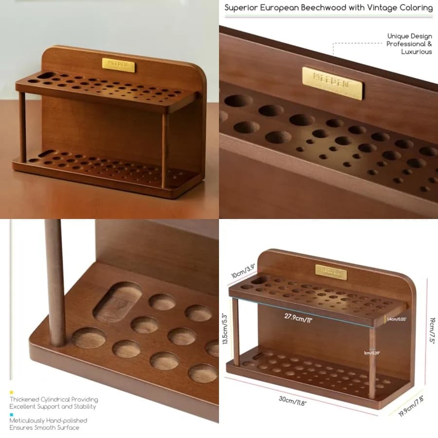 Porta Pennelli PRO - Organizzatore in Legno per Pennelli - Porta Pennelli per Artisti - Contenitore per Materiali Artistici da Scrivania, Arte e Artigianato