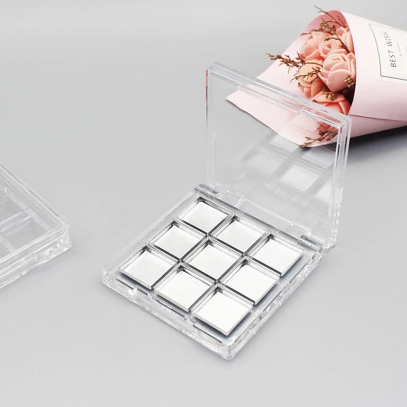Transparent square shade case, 9-wire palette, eye makeup box, dish for empty umbrella, DIY umbrella