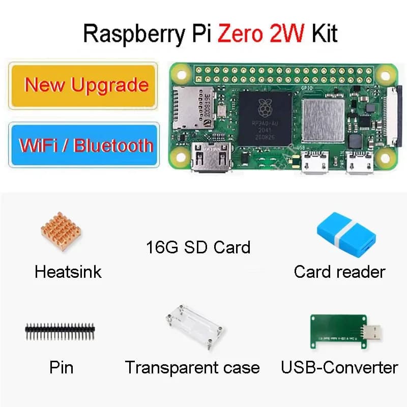 Raspberry Pi Zero 2 W KIT RPI PI0 2W development card, heat sink, housing